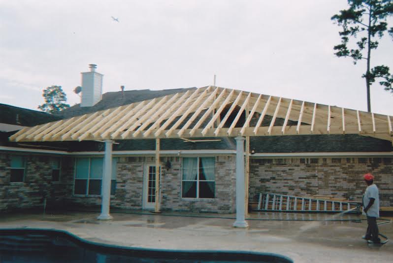 This is the starting process on a patio cover. Just a few days away from enjoying there new entertainment area.